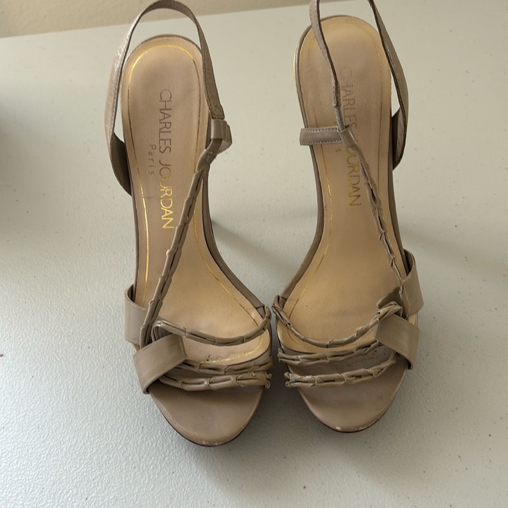 Charles Jourdan nude platform pumps